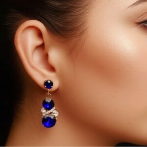 Sapphire Blue Crystal Drop Earrings
